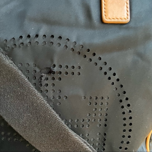 Tory Burch Perforated Logo Black Nylon Drawstring Top handle Large Crossbody - Picture 4 of 14